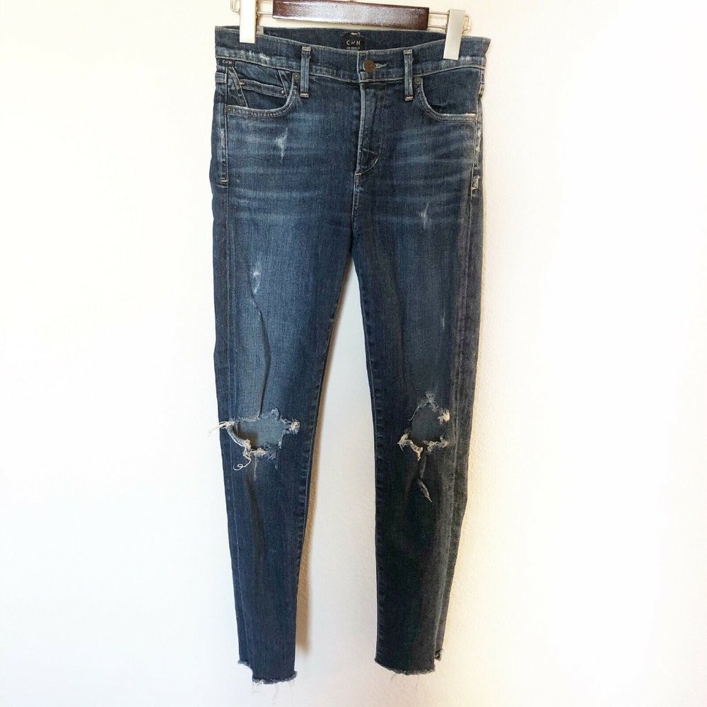 citizens of humanity racer low rise skinny jeans in distressed solstice
